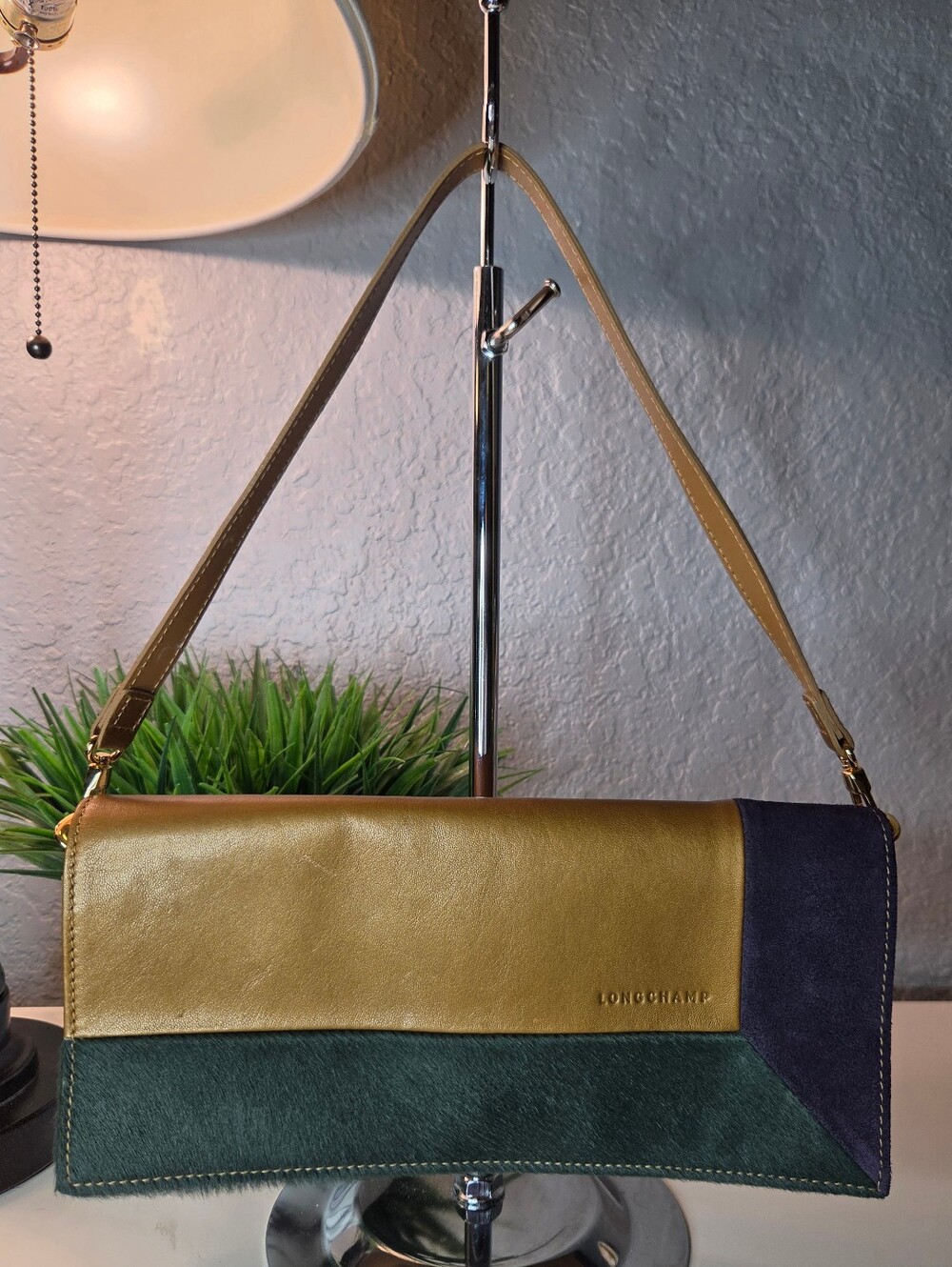 RESERVED***Longchamp Artwalk Cuir Leather Suede & Calf Hair Shoulder Bag Clutch